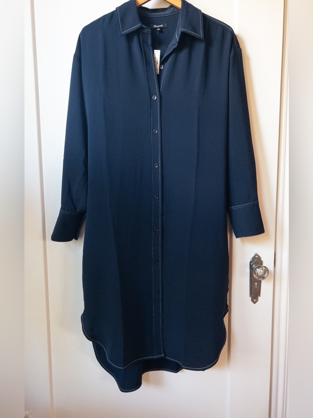 Madewell Navy Button-Front Long Sleeve Shirt Dress